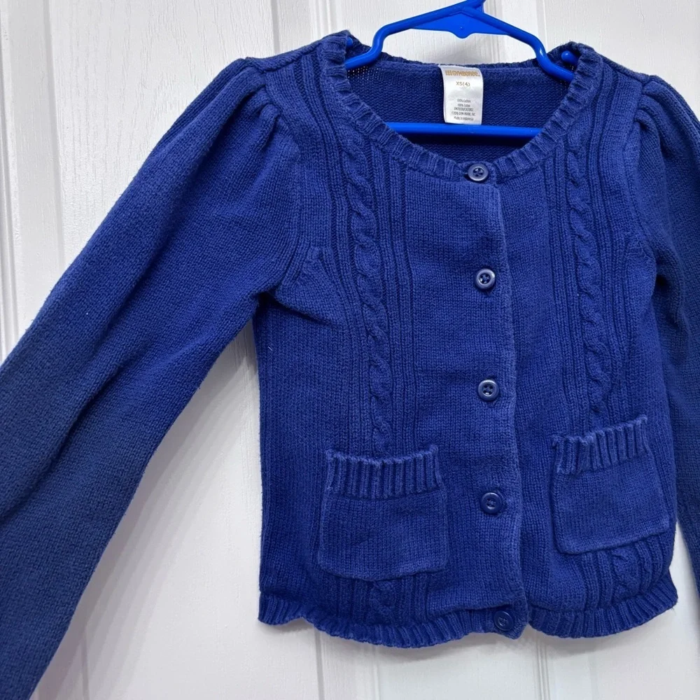 Blue Cable-Knit Cardigan | Gymboree XS (4)